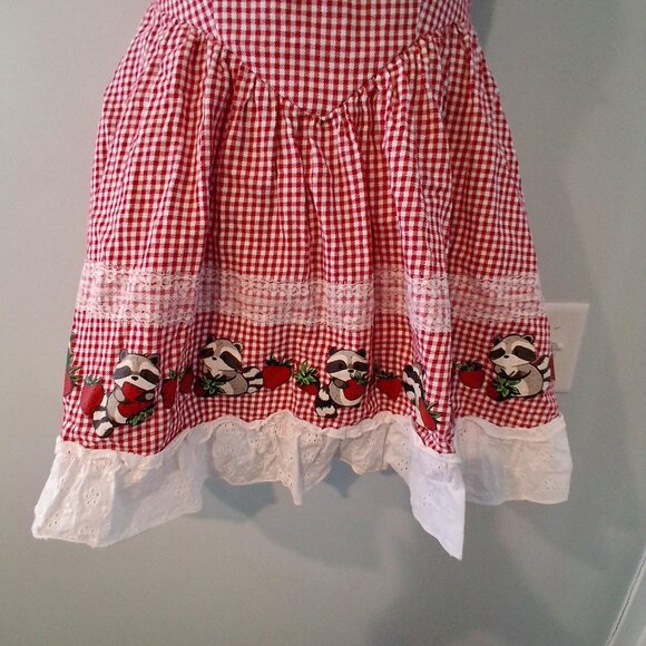 Thorn & Fable Hot Topic dress womens Small gingham raccoons strawberries - Picture 3 of 6